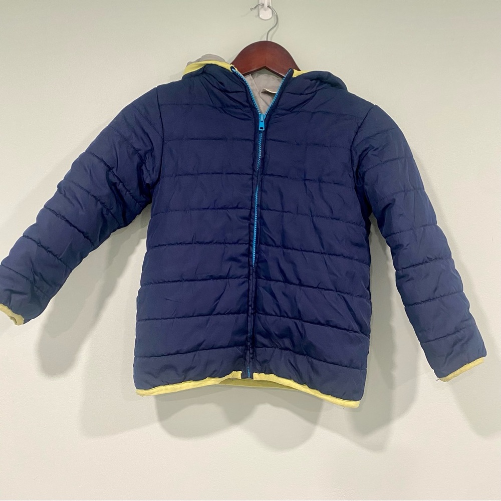 Gymboree Puffer Jacket Zip Up Blue Hooded Boys Small (5-6)